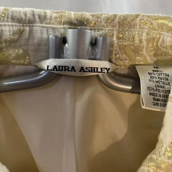 Laura Ashley Gold Metallic Floral Jacket Size Medium - Picture 2 of 10